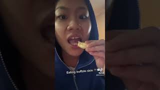 Eating Buffalo Skin 😳 #asmr #asmrsounds #oddlysatisfying #asmrmouthsounds #shorts #shortsvideo