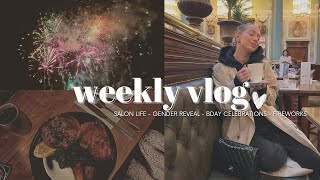 WEEKLY VLOG - DAY IN THE SALON - GENDER REVEAL - BIRTHDAY CELEBRATIONS - FIREWORKS | Georgia Wells