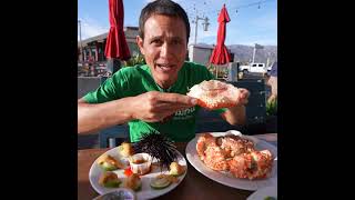 Eating a Box Crab + Sea Urchin at Santa Barbara Shellfish Company