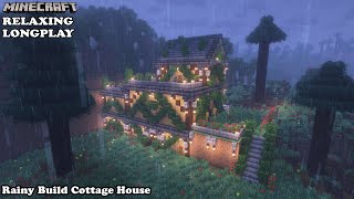 Minecraft Relaxing Longplay - Rainy Build House - Cozy Cottage House ( No Commentary ) 1.19