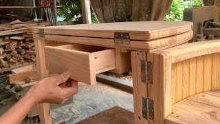 Creative Woodworking Thinking Of The Craftsman // Smart Desk With Chair Structure And Hidden Drawers