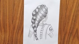 A girl with beautiful hair Pencil Sketch drawing / How to draw a girl