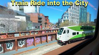 Spring GO TRAIN RIDE into Downtown Toronto Union Station | Window View