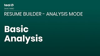 Basic Analysis - Resume Builder - Analysis Mode