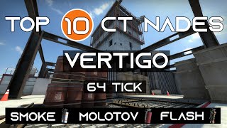 CSGO | Top 10 Nades Vertigo CT Side [64 Tick] - Smokes, Molotovs, Flashes, Gifs [2020]