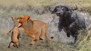 Buffalo Crazy Save Lizard From 7 Lion Die Spektakulärste Big Cat Attacks-Zusammenstellung Einschli