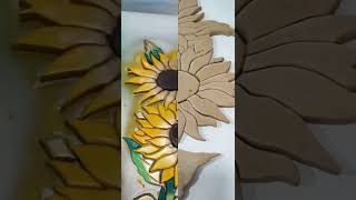 Girasoles en madera #airbrush #airbrushart #wood #intarsia #pebeo #madera #girasoles