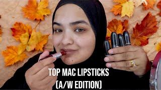 Top MAC Lipstick Swatches for Fall & Winter Perfect Shades for Medium,Brown,& South Asian Skin Tone