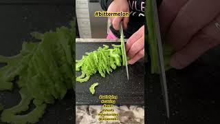 Satisfying cutting Bittermelon with sounds #satisfyingcutting #bittermelon #asmr #shortsvideo #short