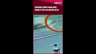 UP Road Accident | On Camera, Speeding Tempo Rams Bike, Drags It For 100 Metres In UP