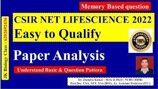 CSIR NET LIFE SCIENCE 2022 | Easy to qualify | Paper Analysis | Target CSIR NET LIFE SCIENCE 2022