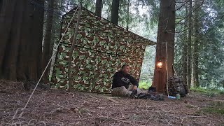 Secret Forest wildcamping location. ideal  Tarp setup for summer nights under the stars .