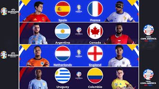 EURO 2024 • Copa América 2024 • Spagna-Francia, Argentina-Canada, Olanda-England, Uruguay-Colombia