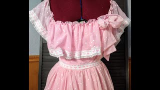 Adorable 1970s Pink Ruffle Dress with corset back. #shorts #cottagecore