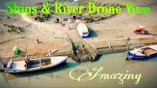 Beautiful River And Ships Drone unbelievable View Capture 2021