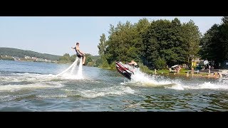 Флайборд (FlyBoard) вылетел на пляж Дубровского водохранилища. 4k video