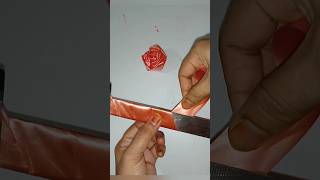 rose flower making with ribbon ribboncraftideas#shorts