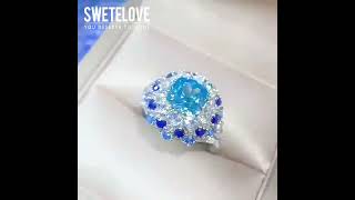 Glamorous 2ct Aquamarine Blue Cushion Cut Sterling Silver Cocktail Ring