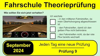 🚘 Führerschein Theorieprüfung Klasse B 🚗 September 2024 - Prüfung 9 🎓📚