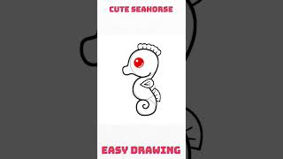 Cute and easy seahorse drawing #easytodraw #cutedraws #drawingtutorials