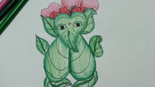 leaf ganesh ji drawing ☺