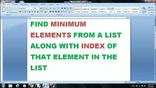 Python program to find the minimum element from a list along with its index in the list