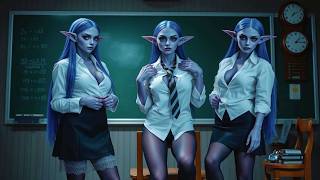 “Trapped in a Classroom at Midnight with 3 Alien College Girls - I didn't expect this!-Sci-Fi Story