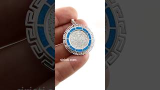 Blue Opal Phaistos Disc Silver Pendant 35mm - Sirioti Jewelry #greece #greek #phaistos #jewelry