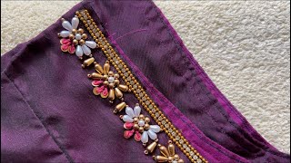 Most pretty purple blouse using normal needle on stitched blouse !