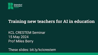 Training new teachers for AI in education