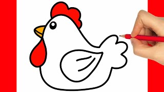 COME DISEGNARE UNA GALLINA CARINA PER PASQUA | Disegni facili ed educativi