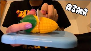 Fast and aggressive ASMR 🌽🔪🍅 tapping, cutting, velcro sounds (lofi asmr) ✨