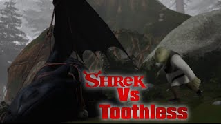 Shrek meets Toothless from How to Train Your Dragon