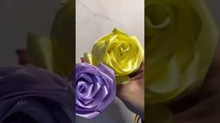 Ribbon roses flowers #diy #craft #viral #art #shorts