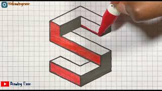 How To Draw 3D "S" (step by step) - Easy 3D Drawings