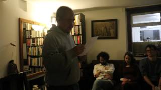 Linh Dinh reading at Paul Ingram's flat in London 4