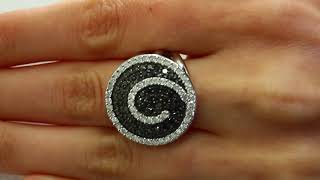 2.30 CT SI2 F & BLACK ROUND DIAMOND SWIRL COCKTAIL RING 14K WHITE GOLD