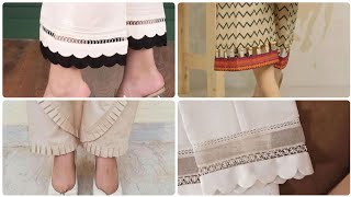 ||Casual wear trouser designs with lace for girls||with plates and tissue||#2023