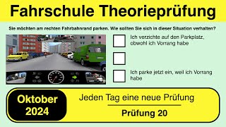 🚘 Führerschein Theorieprüfung Klasse B 🚗 Oktober 2024 - Prüfung 20🎓📚