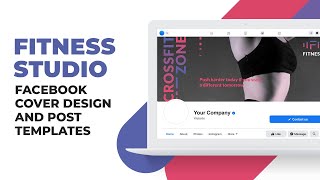 Fitness Studio Facebook Cover Design and Post Templates