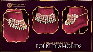 Designer Bridal Choker with Polki Diamonds and Beads II Devi Pavitra Gold & Diamonds