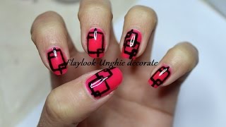 Video tutorial #89 Nail art quadrati fuxia fluo - By Flaylook