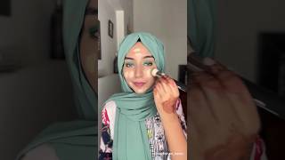 Green Smokey Eye Makeup💞💕 #hijabigirlmakeup#hijabtutorial #makeup#makeuptutorial #shorts #viral #a.s