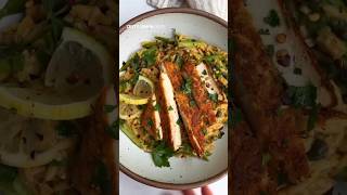 Zesty Lemon Orzo with Pan-Seared Tofu: Easy One-Pan Vegan Recipe! #shorts #tofu #vegan