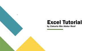 001 | Excel Tutorial by Zakaria | How to start Excel?