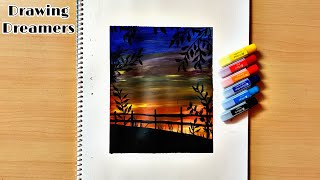 Easy Scenery Drawing with watercolours 🎨