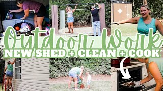 🌞 OUTDOOR CLEAN + ORGANIZE MY NEW SHED | COOKING + CLEANING MOTIVATION | MarieLove