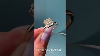 Asscher Cut Lab Grown Diamond Half Bezel Ring. #bezelring #solitairering #ytshorts #youtubeshorts