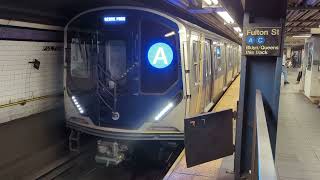 MTA Subway - Kawasaki R211A #4074 on the (A) departing Fulton Street