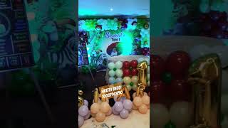 Mini Jungle theme setup idea #balloons Jungle theme idea #balloons #birthday #decoration